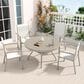 Hearth and Haven Outdoor 41" Round Dining Table with Umbrella Hole in Sandstone - Table Only, , large