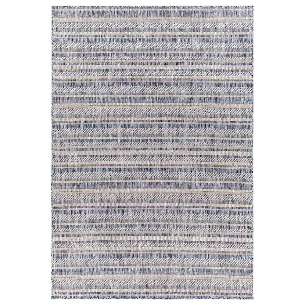Surya Eagean EAG-2407 Navy, Blue, Pale Blue, Oatmeal, Gray, Off-White and Taupe 2&#39; x 2&#39;11&quot; Indoor/Outdoor Area Rug, , large