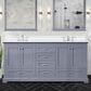 Lexora Home Dukes 72" Double Bathroom Vanity in Dark Grey with 2 cm White Cultured Marble Top and Rectangular Sinks, , large