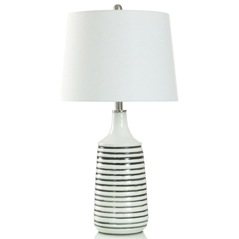 Flair Industries Rockport Stiped Table Lamp in White and Charcoal, , large