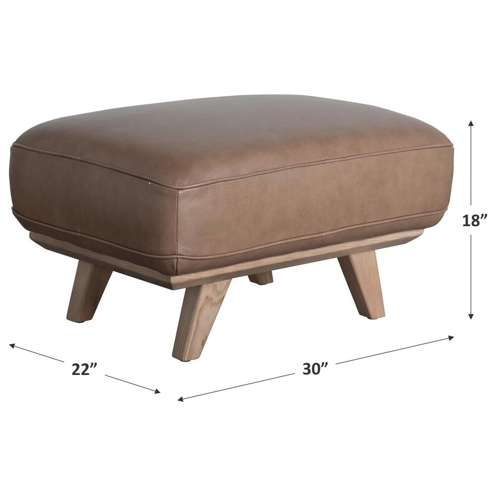 Interlochen Small Leather Ottoman in Sand, , large