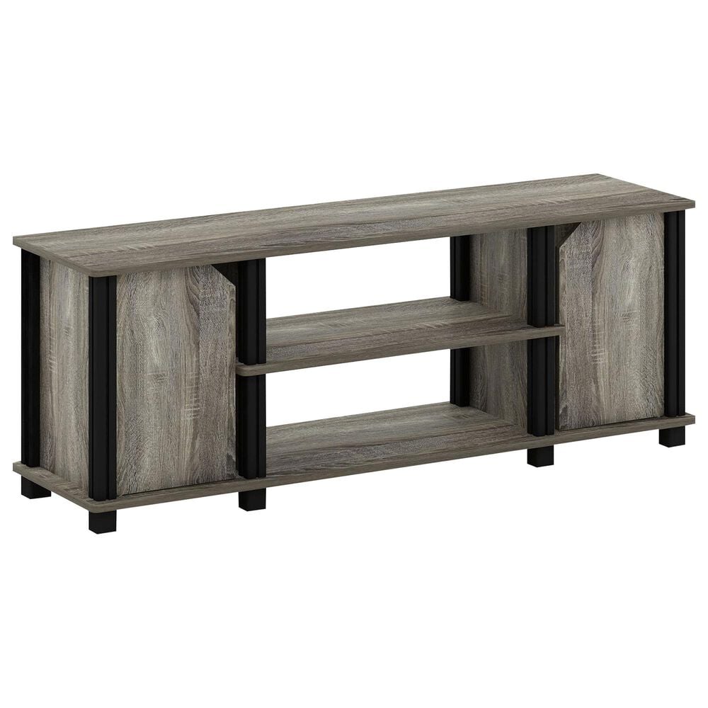 HOMLUX 43.8" TV Stand with 2-Door in French Oak and Black, , large