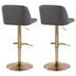 LumiSource Toriano Swivel Adjustable Bar Stool with Grey Faux Leather Upholstery in Gold (Set of 2), , large