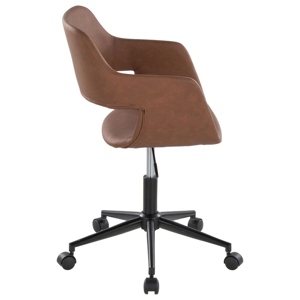 Lumisource Margarite Task Chair with Brown Faux Leather Cushion in Black, , large