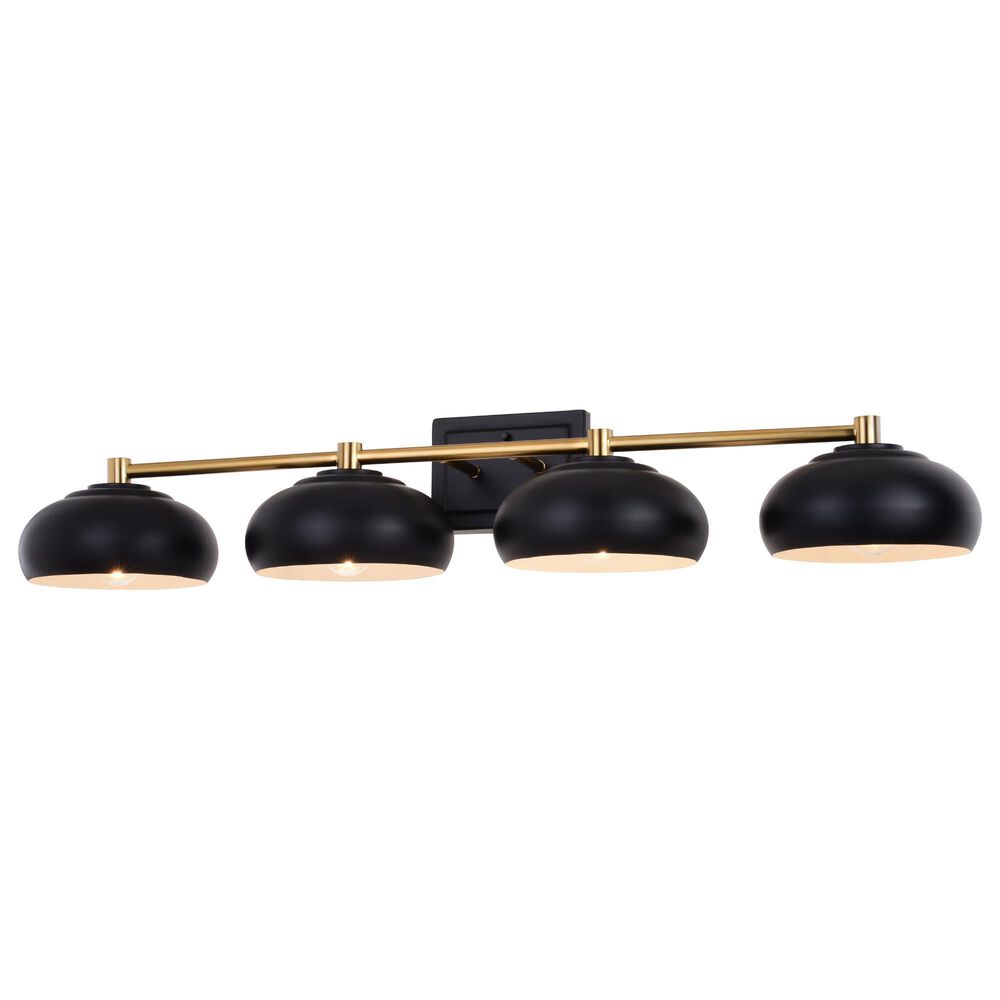 Vaxcel Belmont 4-Light Bathroom Vanity in Matte Black and Satin Brass, , large