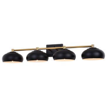 Vaxcel Belmont 4-Light Bathroom Vanity in Matte Black and Satin Brass, , large