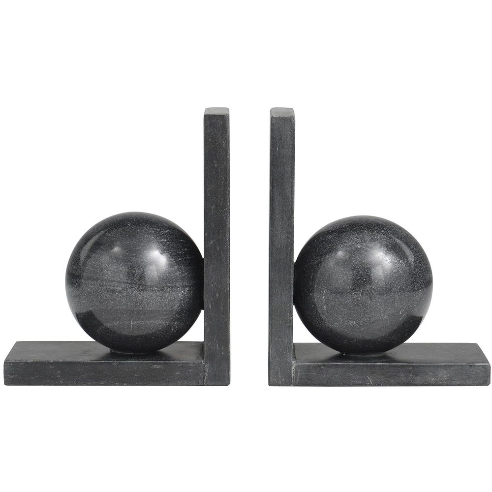 Maple and Jade Sleek Orb Decorative Bookend in Polished Black and Gray &#40;Set of 2&#41;, , large