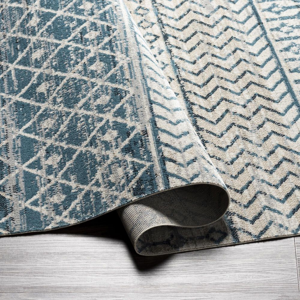 Surya Lavadora LVR-2334 2&#39;7&quot; x 7&#39;3&quot; Ink Blue, Black, Gray and Light Beige Runner, , large