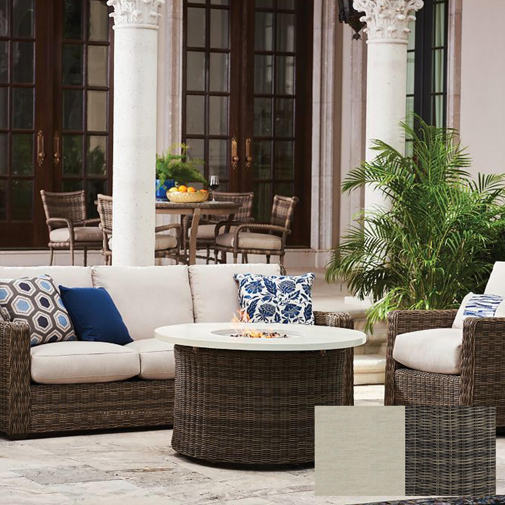 Venture Oasis Wicker Sofa with Birch Cushion in Ash Gray NFM