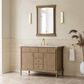 James Martin Kinnsden 48" Single Bathroom Vanity in Weathered Oak with 3 cm Carrara Marble Top and Rectangular Sink, , large