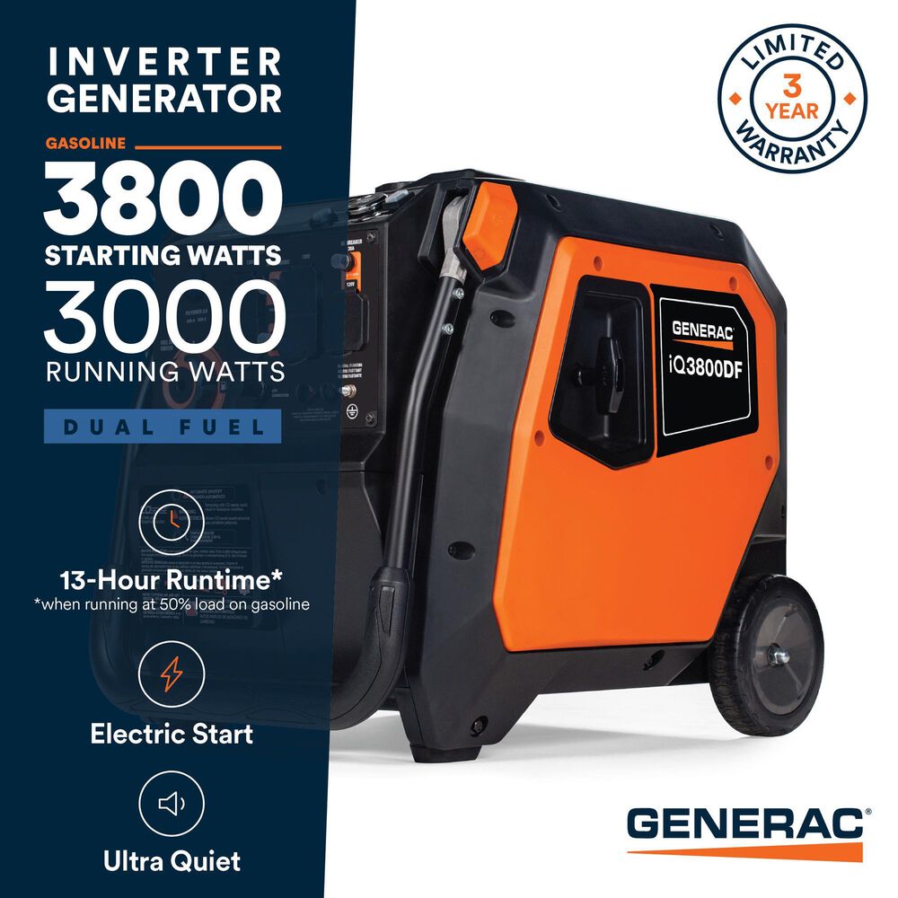 Generac iQ3800 Portable Inverter Generator in Orange and Black, , large