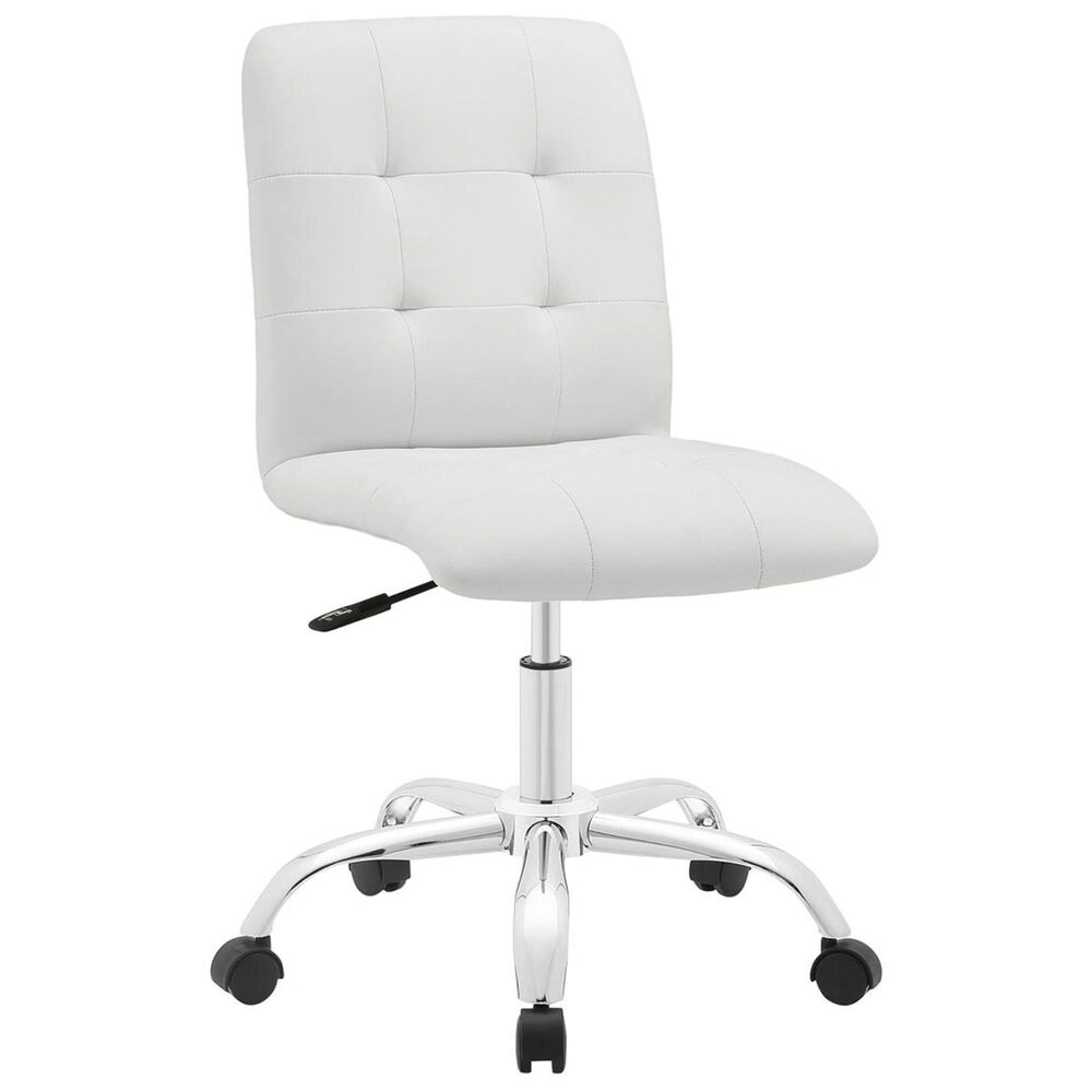 Modway Prim Armless Mid Back Office Chair in White | NFM
