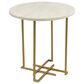 Crestview Collection Pembroke Round End Table in White Marble and Brass, , large