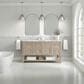 James Martin Vanities Breckenridge 60" Double Bathroom Vanity in Whitewashed Oak with 3 cm Carrara White Marble Top and Rectangular Sinks, , large