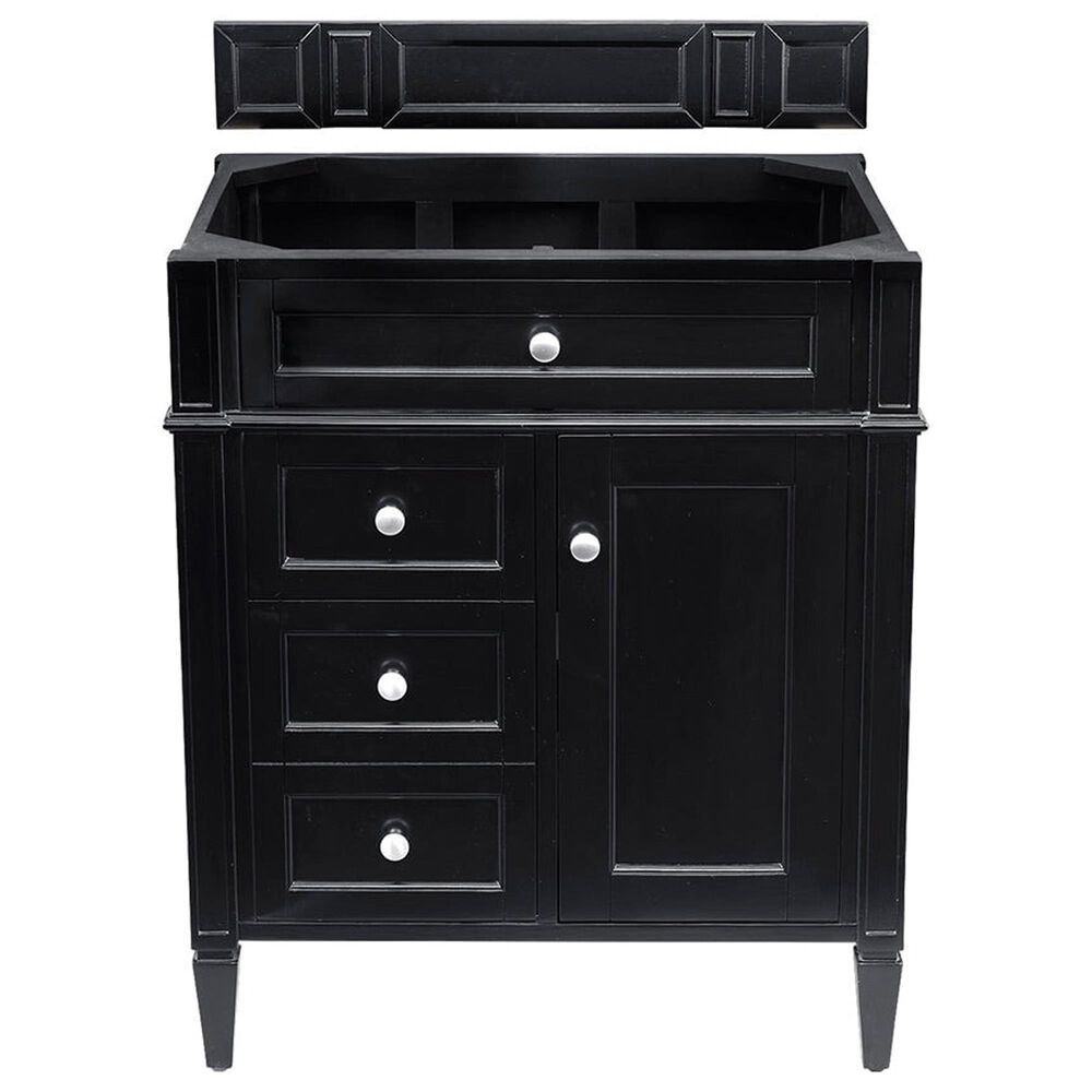 James Martin Vanities Brittany 30" Single Bathroom Vanity in Black Onyx with 3 cm Parisien Bleu Quartz Top and Rectangular Sink, , large