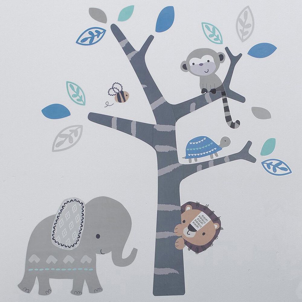 Lambs and Ivy Jungle Fun Wall Decals in Gray and Blue, , large