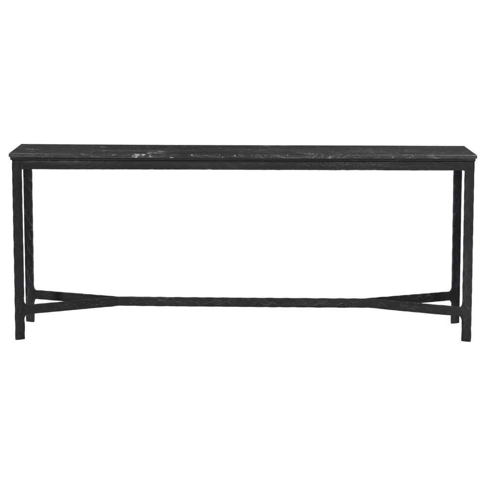 Four Hands Hammered Iron Console Table-Charcoal Marble, , large