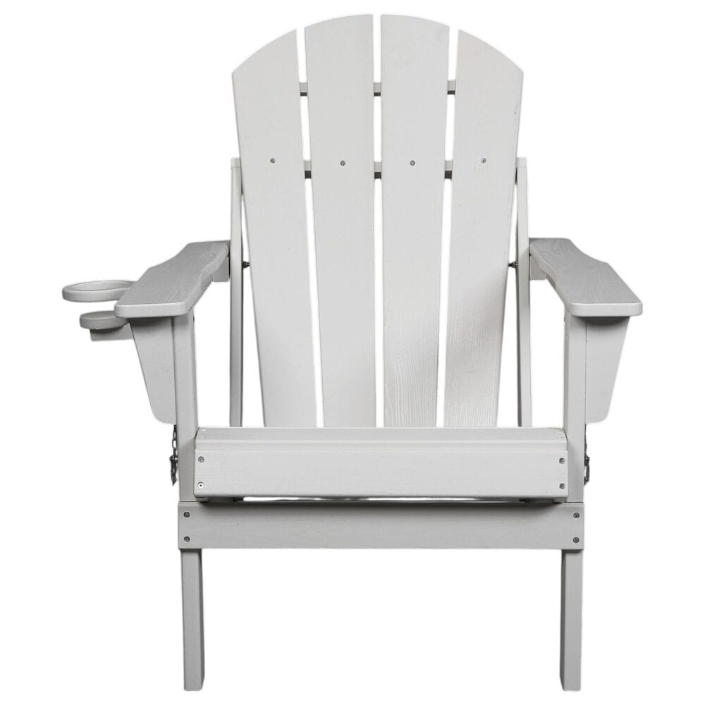 Hearth and Haven 34" Outdoor Folding Adirondack Chair with Cup Holder in White, , large