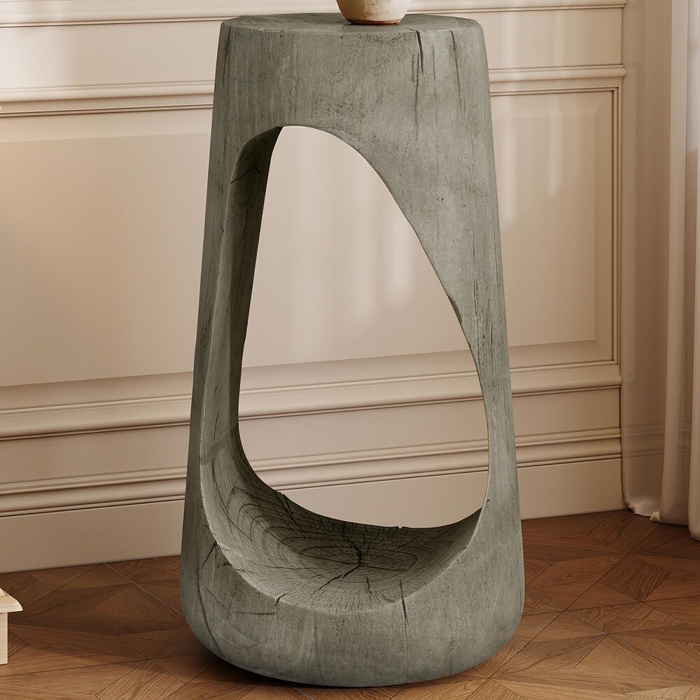Hearth and Haven Outdoor End Table with Hollow Design in Gray, , large