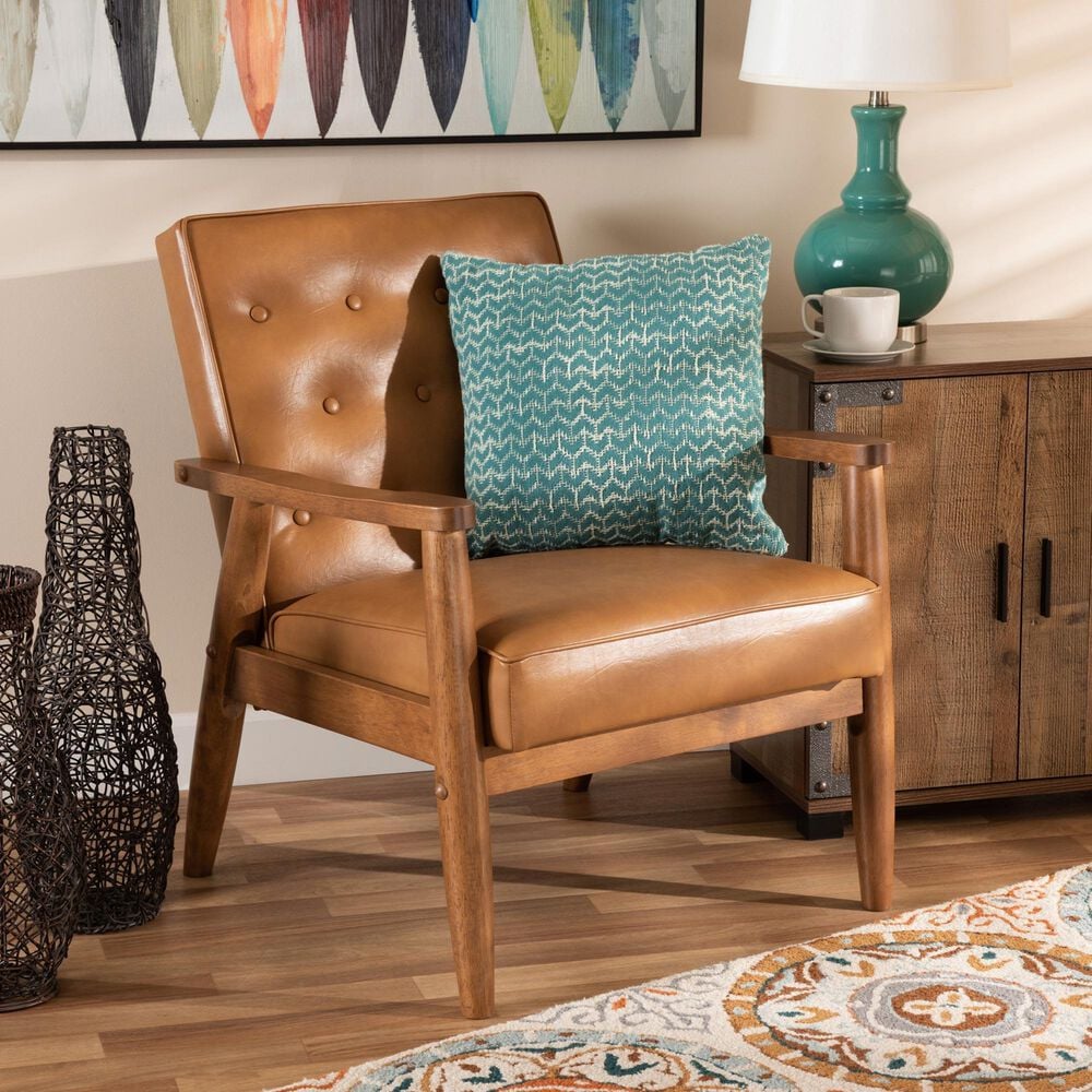 Baxton Studio Sorrento Lounge Chair in Tan, , large