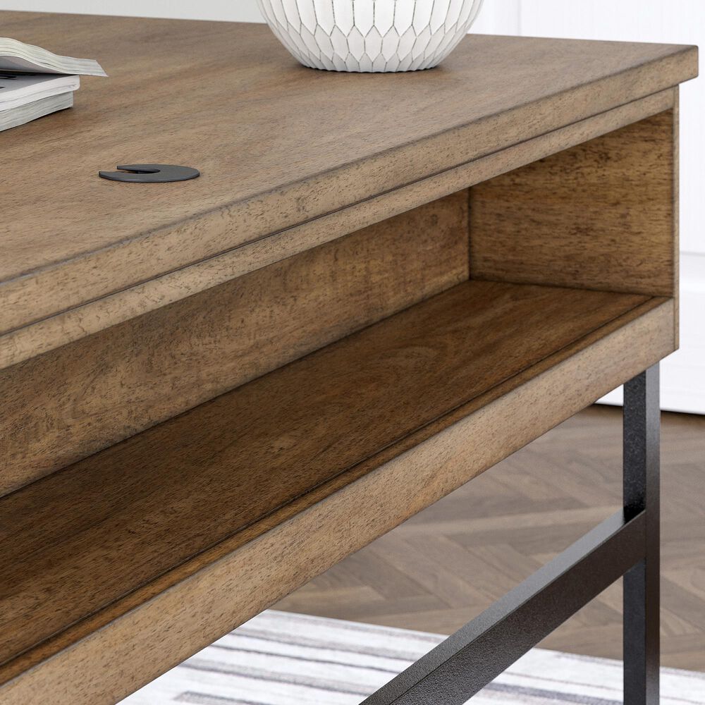 Ashley Montia 67&quot; Writing Desk in Light Brown and Gunmetal Gray, , large
