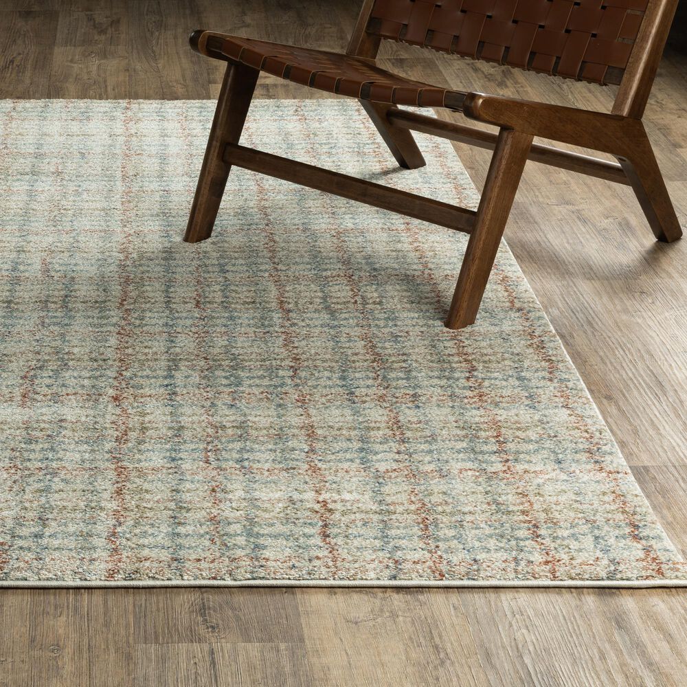 ROW by Oriental Weavers Gemma Plaid Blue and Rust 5'3" x 7' Area Rug, , large