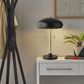 Adesso Cap Table Lamp in Black and Antique Brass, , large