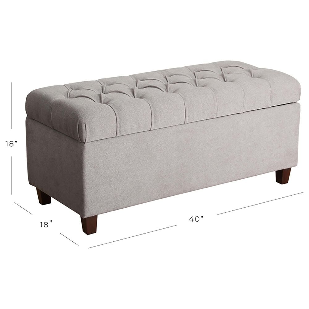 Kinfine Ainsley Storage Bench with Gray Cushion in Dark Walnut, , large
