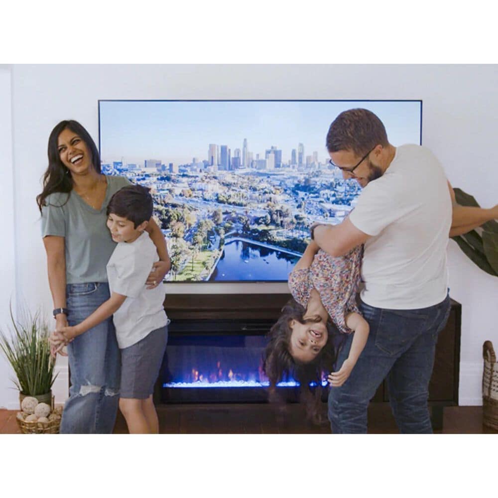 Legends Furniture Malibu 95&quot; Fireplace TV Stand in Bourbon and Satin Black, , large