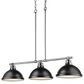 Golden Lighting Duncan 3-Light Pendant with Matte Black Shade in Chrome, , large