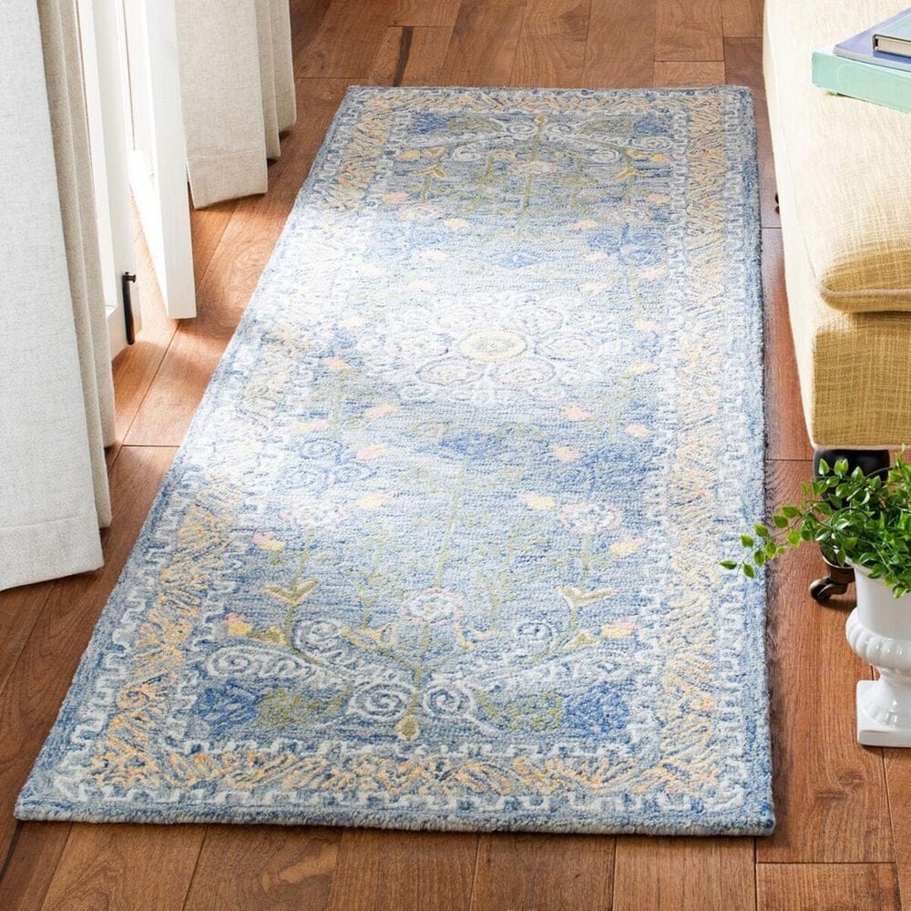 Safavieh Micro-Loop Oriental 2&#39;3&quot; x 7&#39; Blue and Green Runner, , large