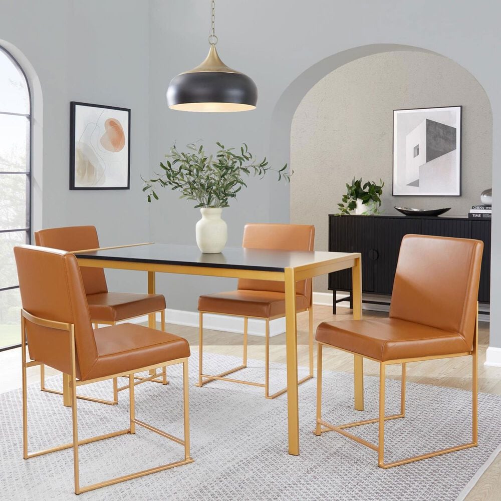 Lumisource Fuji Side Chair with Camel Cushion in Gold (Set of 2), , large