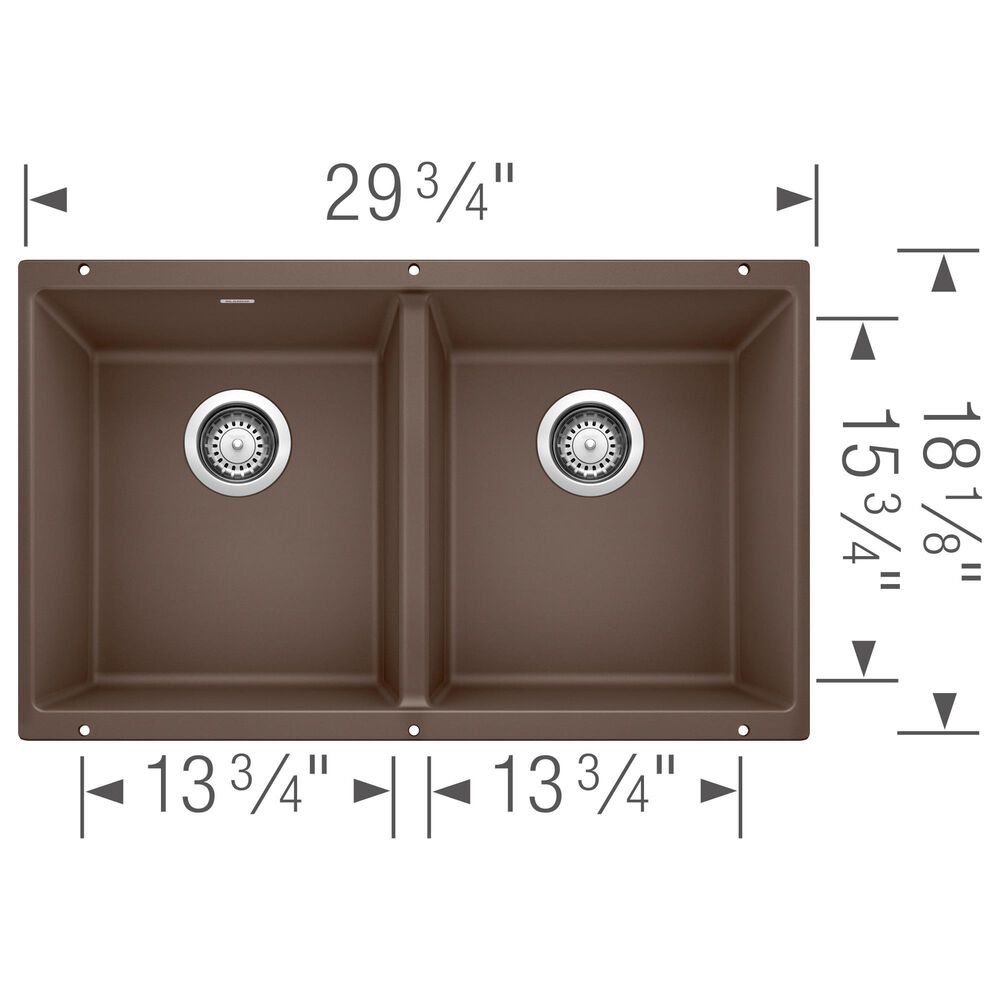 Blanco Precis 30&quot; Equal Double Bowl Kitchen Sink in Cafe, , large