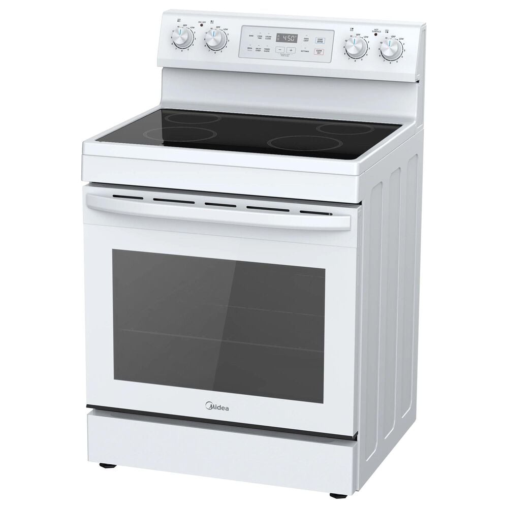 Midea 6.3 Cu. Ft. 4-Element Freestanding Electric Range with Steam Cleaning in White, , large
