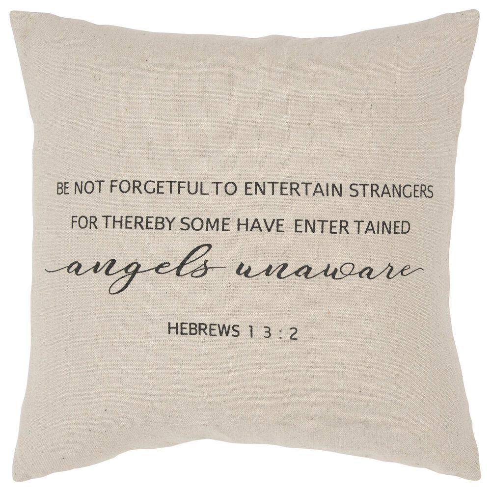 Rizzy Home Sentiment Square Shape 20" Pillow Cover in Natural, , large
