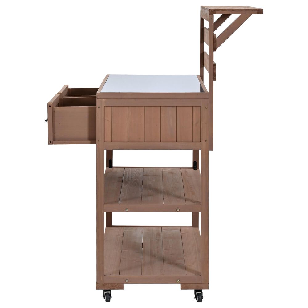 HOMLUX 62.3'' Outdoor Kitchen Island in Brown, , large