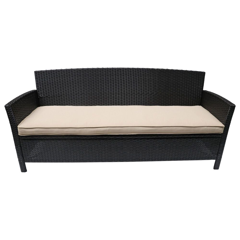 Hearth and Haven ST Lucia Outdoor Sofa with Tan Cushion in Brown, , large