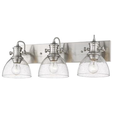 Golden Lighting Hines 3-Light Bath Vanity with Seeded Glass in Pewter, , large