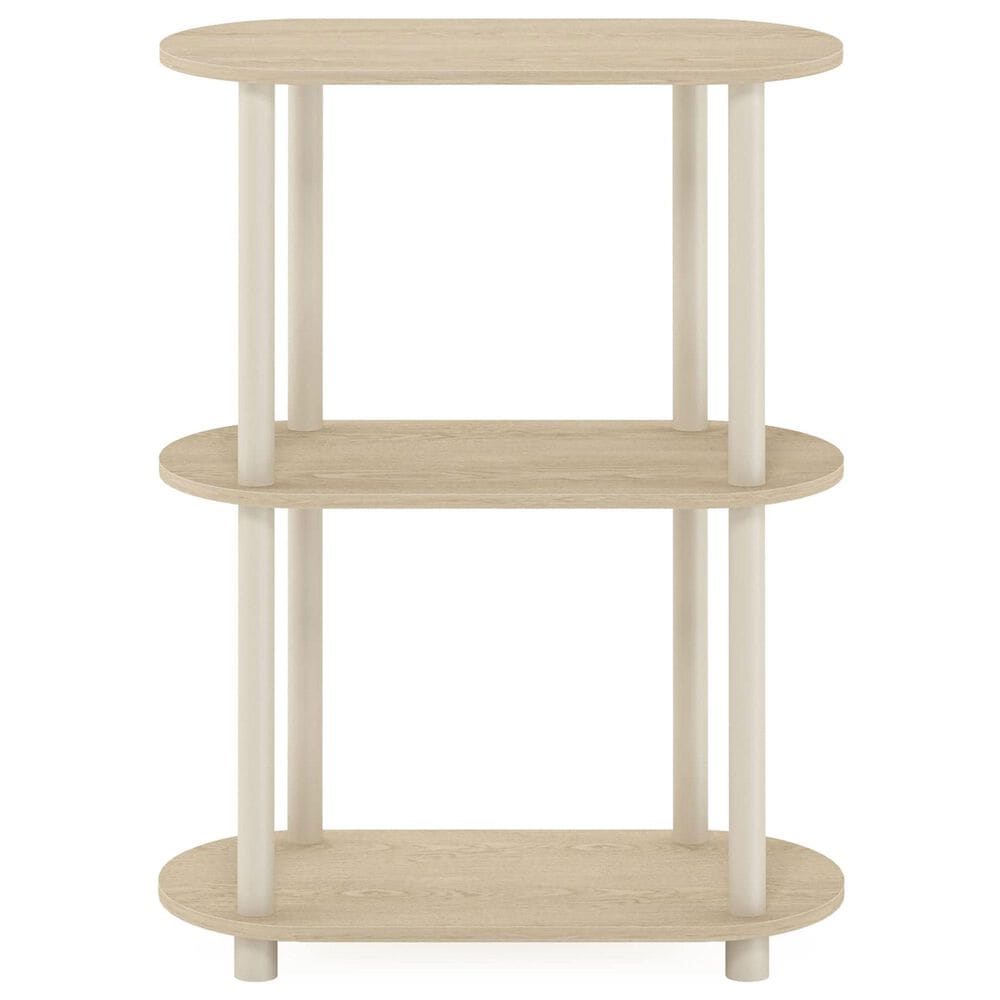 HOMLUX Turn-N-Tube 3-Tier Oval Side Display Rack in Bauhaus Oak and Beige, , large