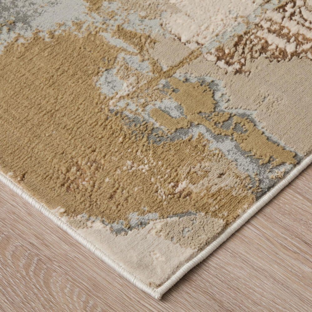 Feizy Aura Gold and Gray 5&#39; x 8&#39; Area Rug, , large