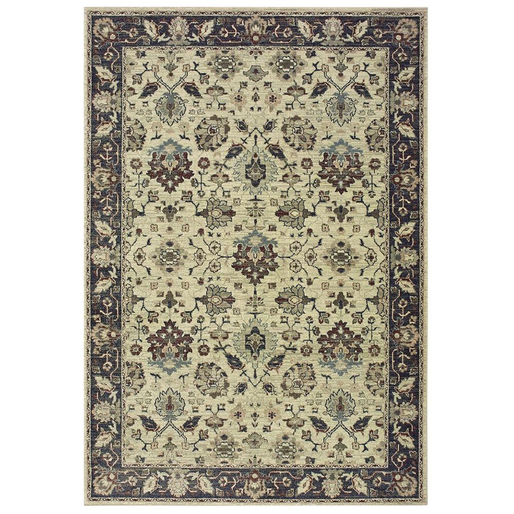 Oriental Weavers Raleigh 8026E 6"7" x 9"6" Ivory and Navy Area Rug, , large