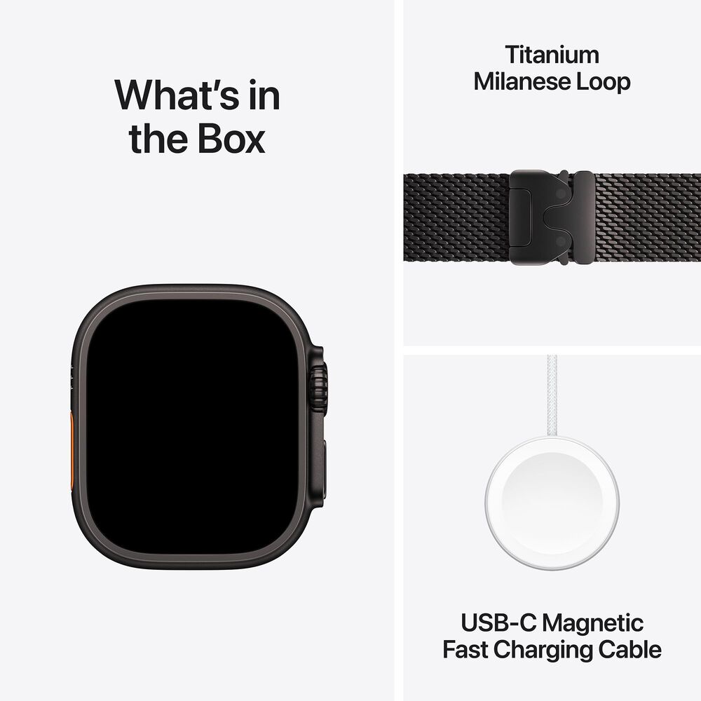 Apple Watch Ultra 2 GPS + Cellular 49mm Black Titanium Case with Black Titanium Milanese Loop - S, , large