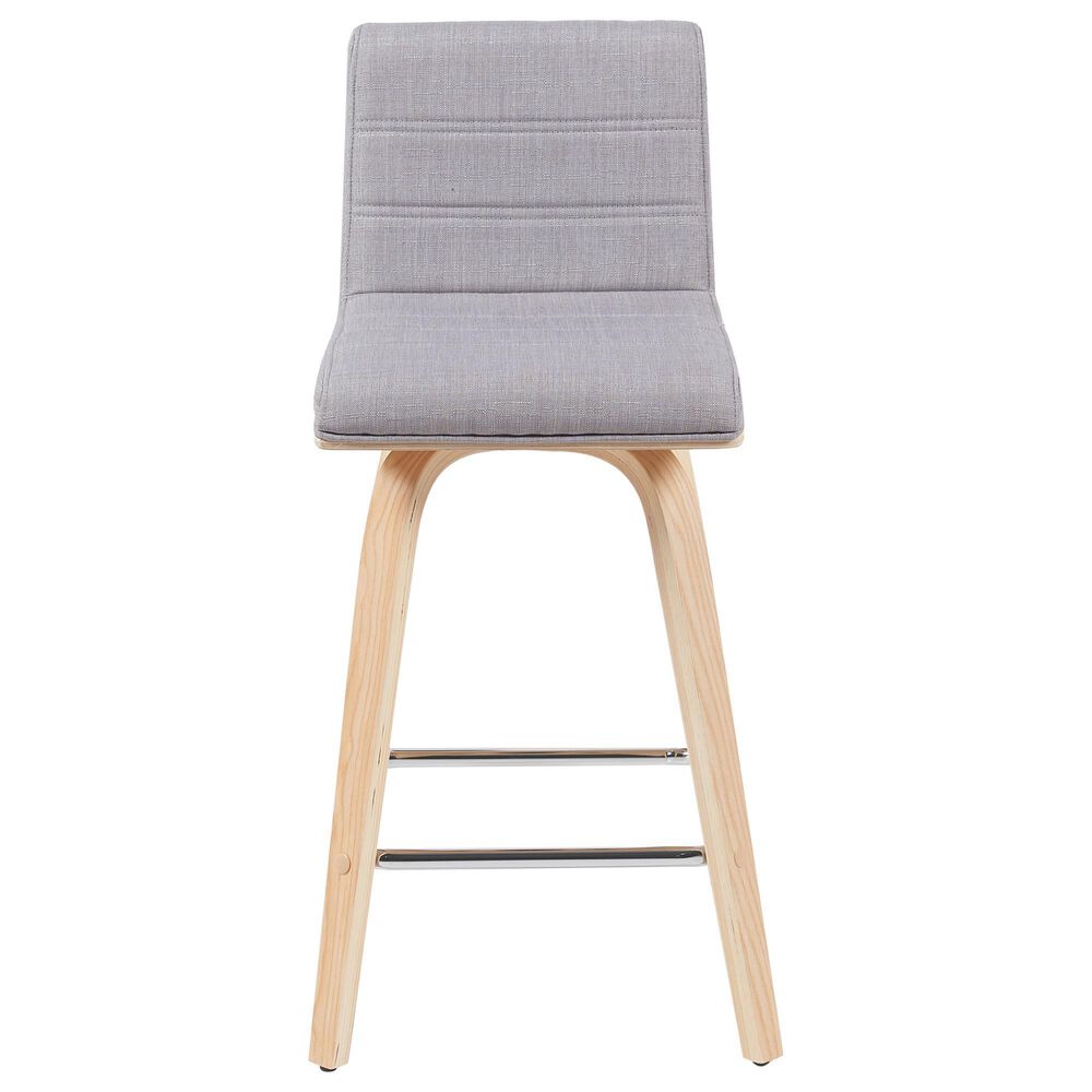 Armen Living Vienna Swivel Counter Height Stool with Gray Upholstery in Patterned Oak, , large
