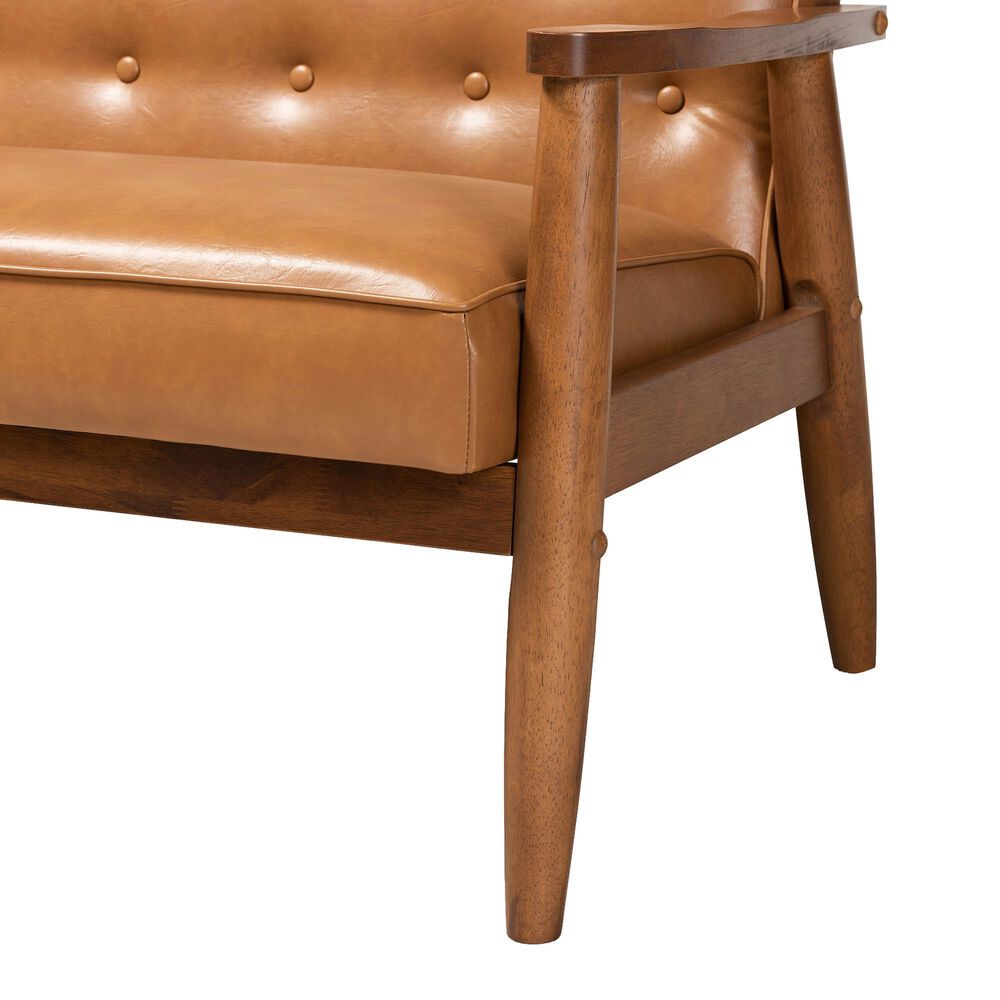 Baxton Studio Sorrento Stationary Loveseat in Tan, , large