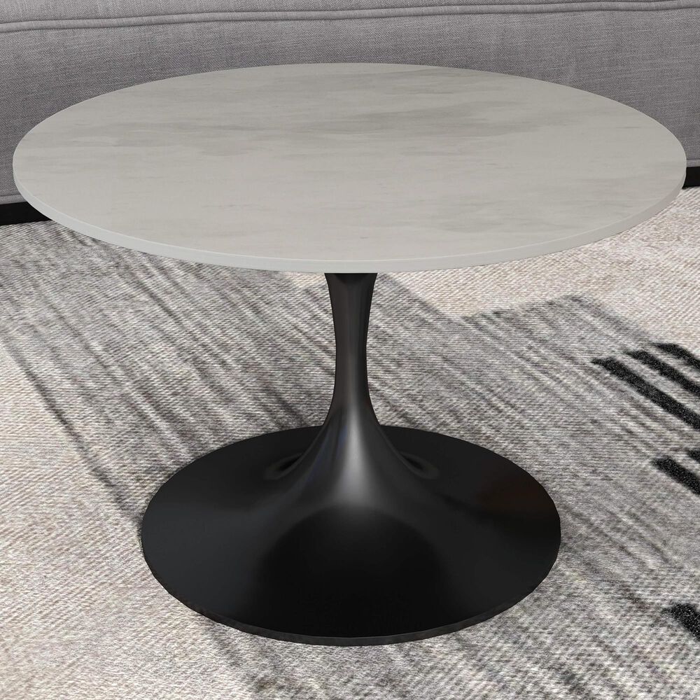 Leisuremod Verve 27&quot; Coffee Table with Resin Top in Black and White Marble, , large