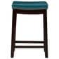 Linon Home Decor Claridge Counter Stool with Blue Cushion in Dark Brown, , large
