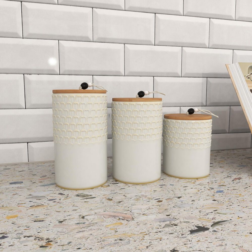 Maple and Jade Country Cottage Decorative Jar in White and Brown &#40;Set of 3&#41;, , large