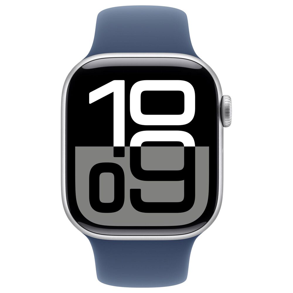 Apple Watch Series 10 GPS 42mm Silver Aluminum Case with Denim Sport Band - S/M, , large