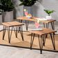 Hearth and Haven Zion 3-Piece Outdoor Coffee Table and Accent Table Set with Metal Hairpin Legs in Teak, , large