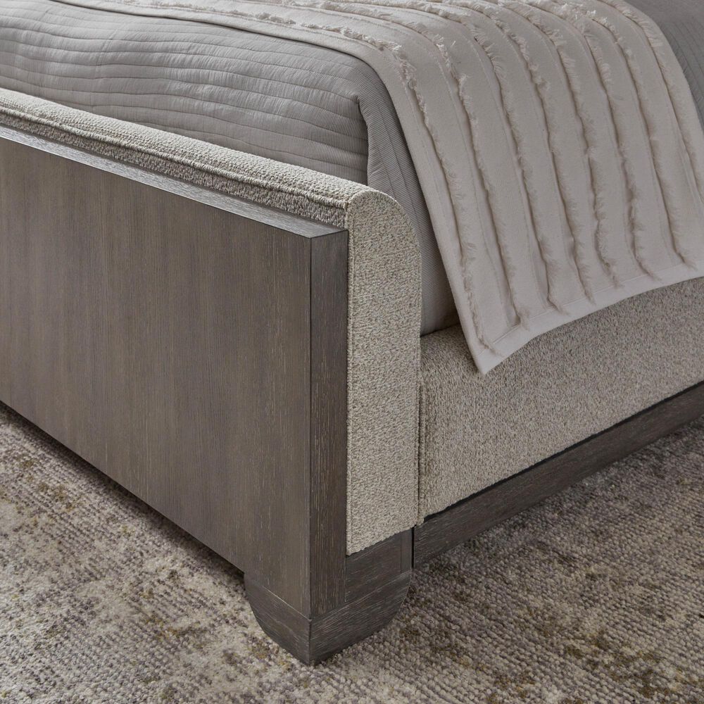 Nicolette Home Anderson Park Dark King Upholstered Bed with Two Nightstands in Moose Trail and Frontier Brown, , large